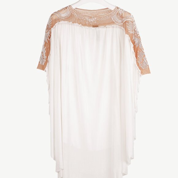 Jean Paul Gaultier White Mesh Soutache Embroidery Batwing-Sleeve Top - Picture 1 of 10